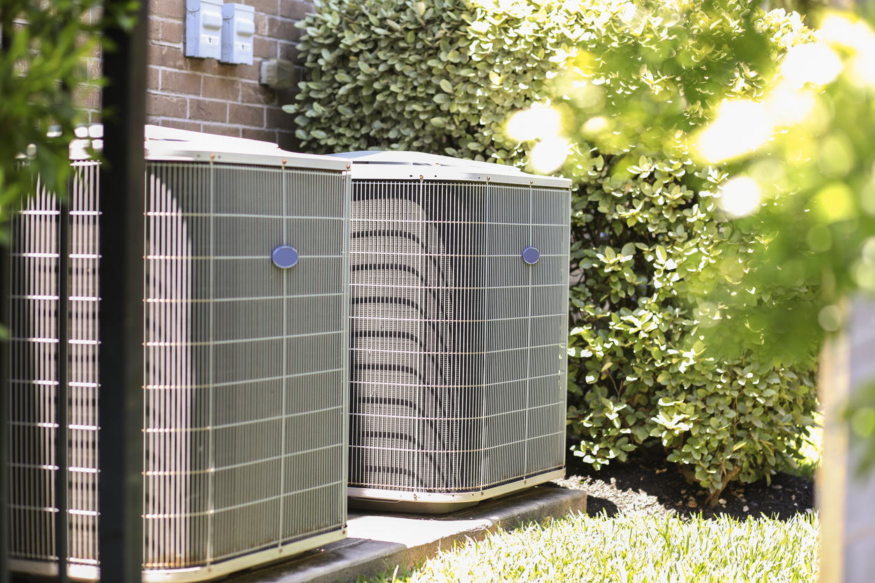 Carrier HVAC air conditioning new installation units in backyard